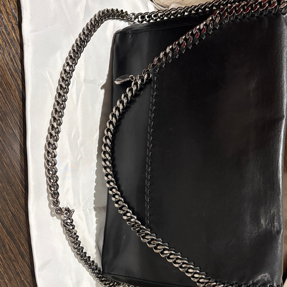 Stella McCartney Black Leather Bag with Chain Accent